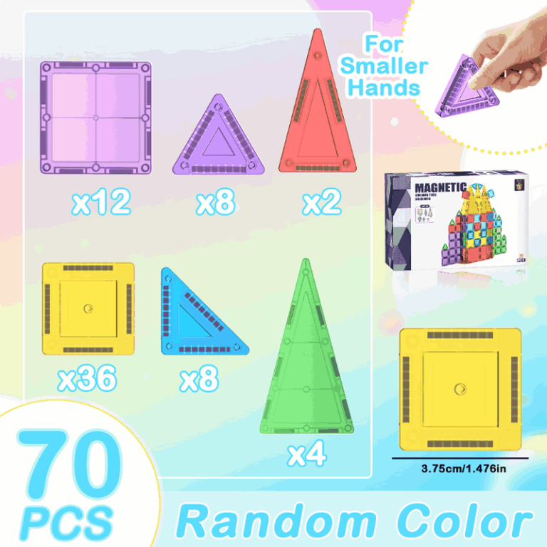 Mini Magnetic Tiles 70 Piece Set
